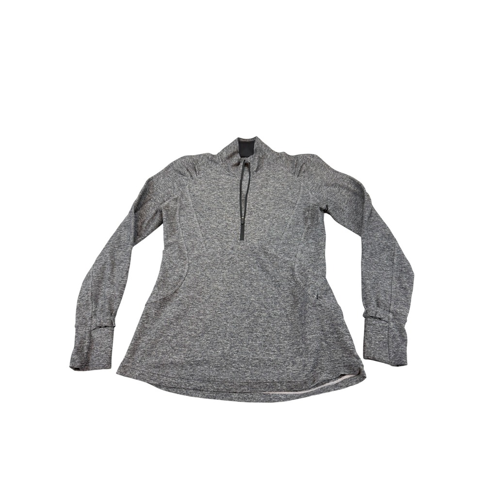 Lululemon Women Heathered Grey Space Dye Half Zip Pullover Thumbholes Size 10